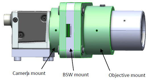 帶有攝像頭、BSW-20 和物鏡的組件 CAD 模型